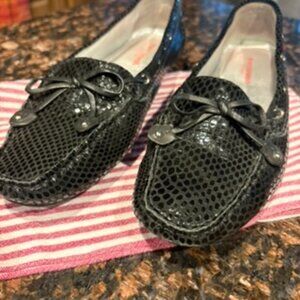 Black patent leather slip-on loafers by Marc Joseph New York, Size 8